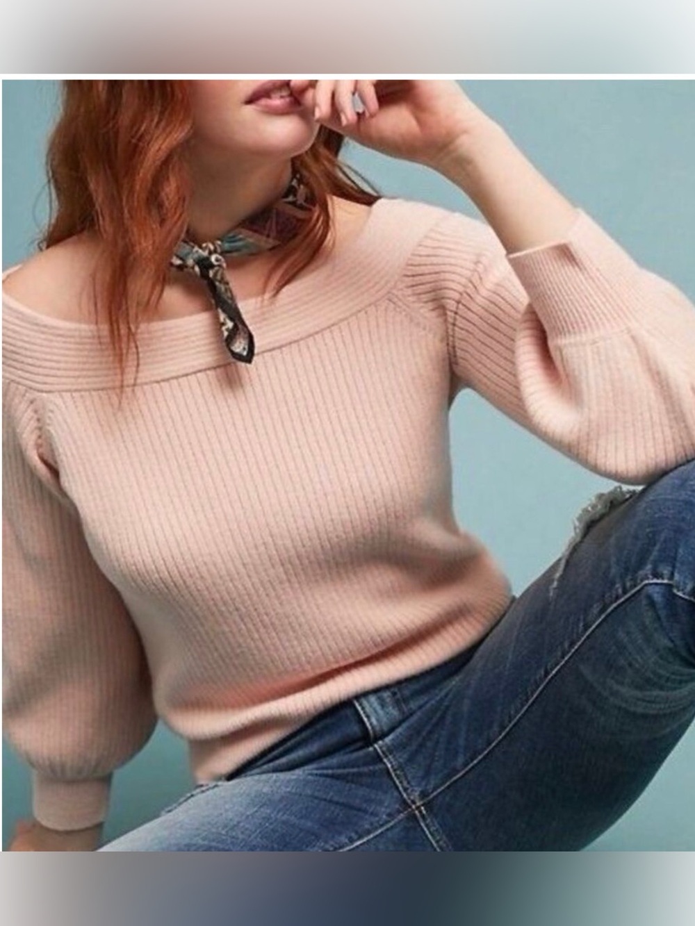 ANTHROPOLOGIE MOTH Dancer Balloon Sleeve Off-The-Shoulder Blouse Size S